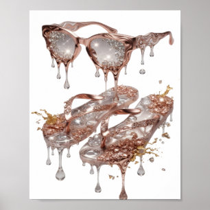 Witziger Silber ROSE GOLD GLAMOUR Druck Poster