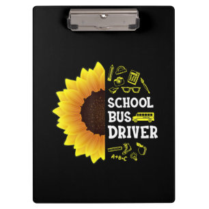 witziger Sonnenblumenbusfahrer zurück zur Schule Klemmbrett