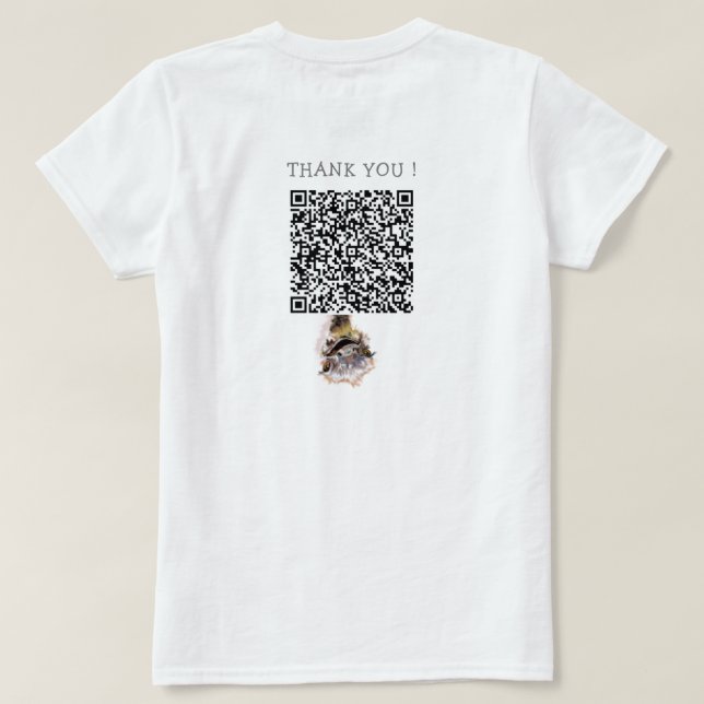 Witziger T - Shirt mit spielerischem Strauß und QR (Design Rückseite)