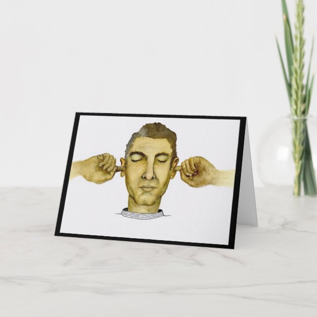 Witziger Typ will nicht zu hören, was du Sprichwor Karte (Vorderseite)