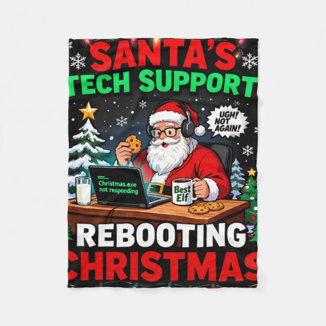 Witziger Weihnachtsmann-Tech-Support-Weihnachts-Co Fleecedecke (Vorderseite)