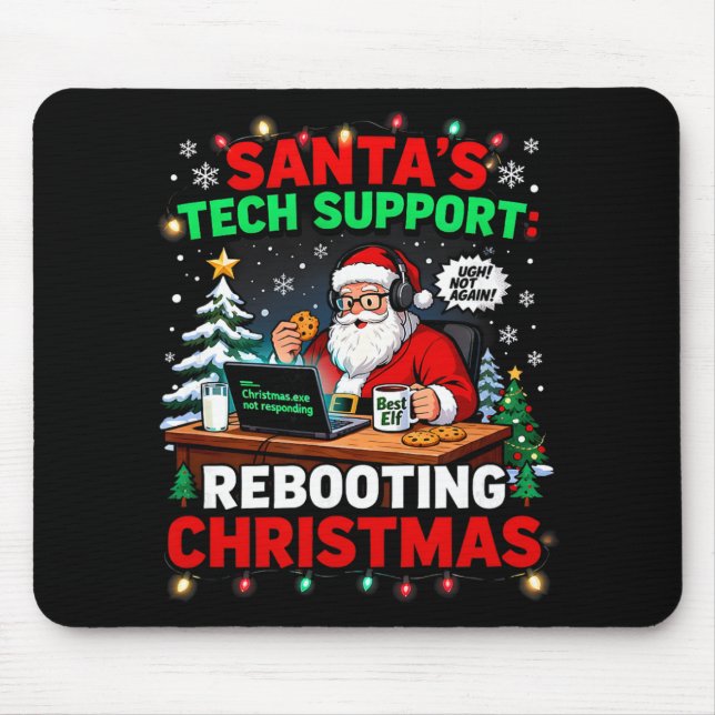 Witziger Weihnachtsmann-Tech-Support-Weihnachts-Co Mousepad (Vorne)