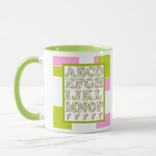 Witziges Alphabet, Alphabet der Blume, Alphabet Tasse
