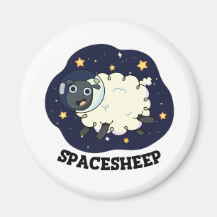 Witziges Astronauten-Schaf-Wortspiel im Weltraum Magnet