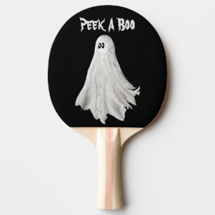 Witziges Gespenst Halloween vergangener Zeichn Tischtennis Schläger