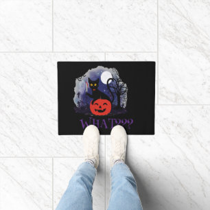 Witziges Halloween gewitchte schwarze Katze Was? Fußmatte