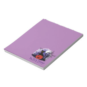 Witziges Halloween gewitchte schwarze Katze Was? Notizblock