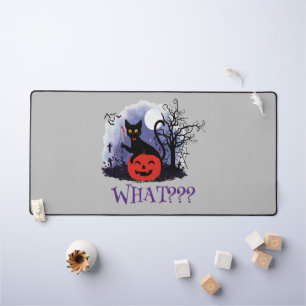 Witziges Halloween gewitchte schwarze Katze Was? Schreibtischunterlage