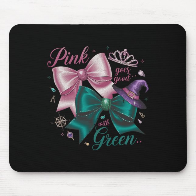 Witziges Halloween Rosa wird gut mit grünem Wo Mousepad (Vorne)
