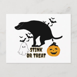 Witziges Halloween "Stink oder Leckerei" Feiertagspostkarte