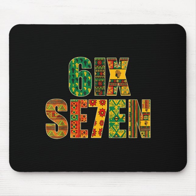 Witziges Meme 6 7 Sechs Sieben Schwarzer Monat der Mousepad (Vorne)