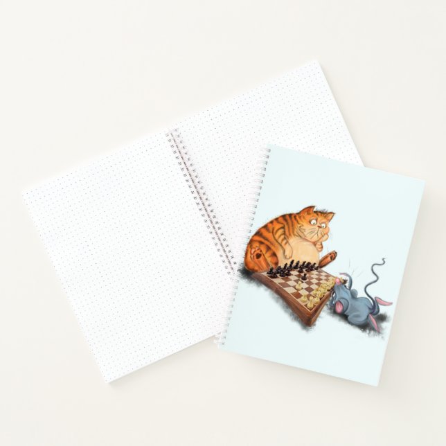 Witziges Notebook mit Cat and Mouse Playing Schach Notizbuch (Innenseite)