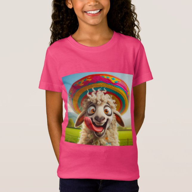 Witziges Schaf mit Sombrero T-Shirt (Vorderseite)