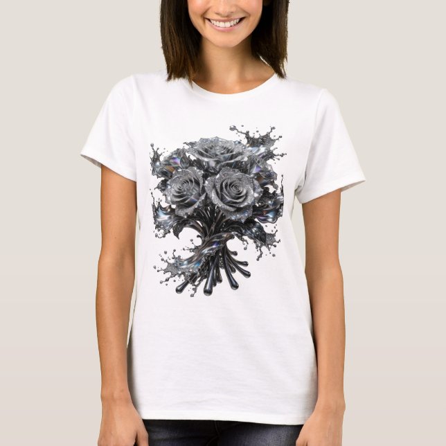 Witziges Silber ABSTRACTE KUNST Maßgeschneidertes  T-Shirt (Vorderseite)