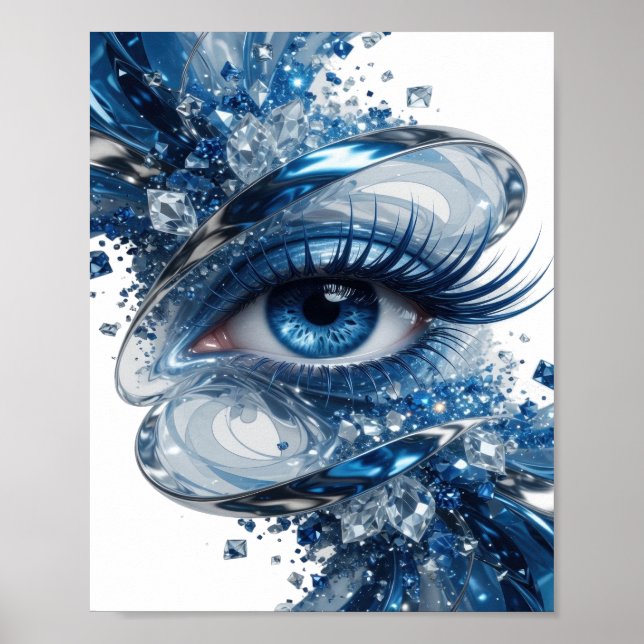 Witziges Silber BLAUE AUGEN Zitat-Design Poster (Vorne)