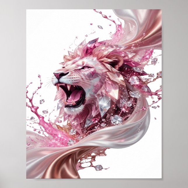 Witziges Silber LÖWENKÖNIG Fettes Design Poster (Vorne)