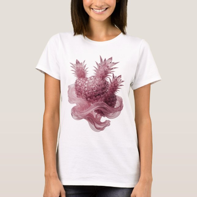 Witziges Silber PINK GLAS FRUCHT Design T-Shirt (Vorderseite)
