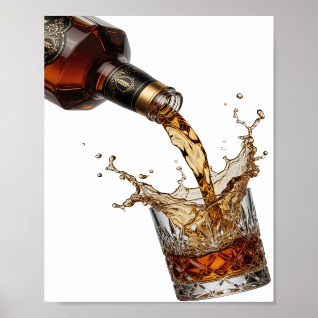 Witziges Silber WHISKY EINGEOSSEN IN GLAS Poster (Vorne)
