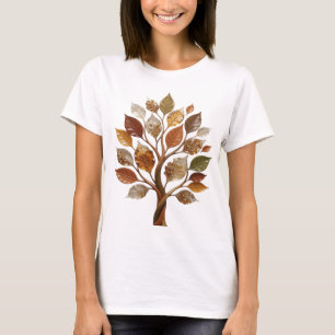 Witziges Silbernes HERBSTBLÄTTER BAUM Statement T- T-Shirt