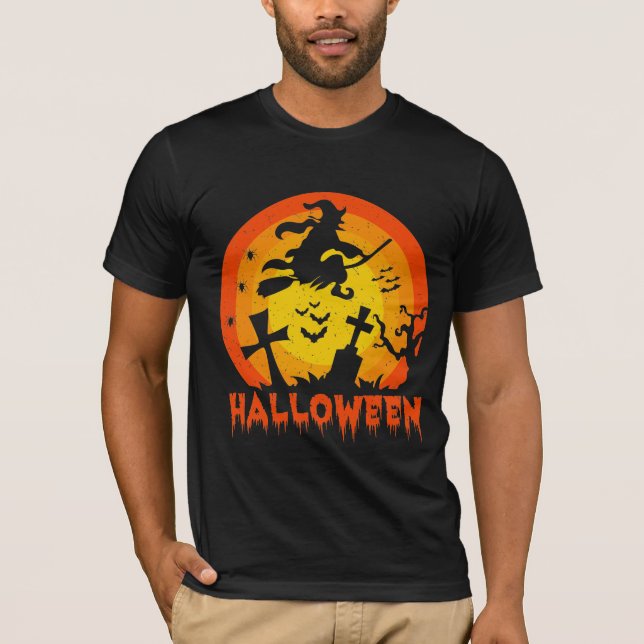 Witziges und Beängstigendes Halloween-Hexenkostüm T-Shirt (Vorderseite)