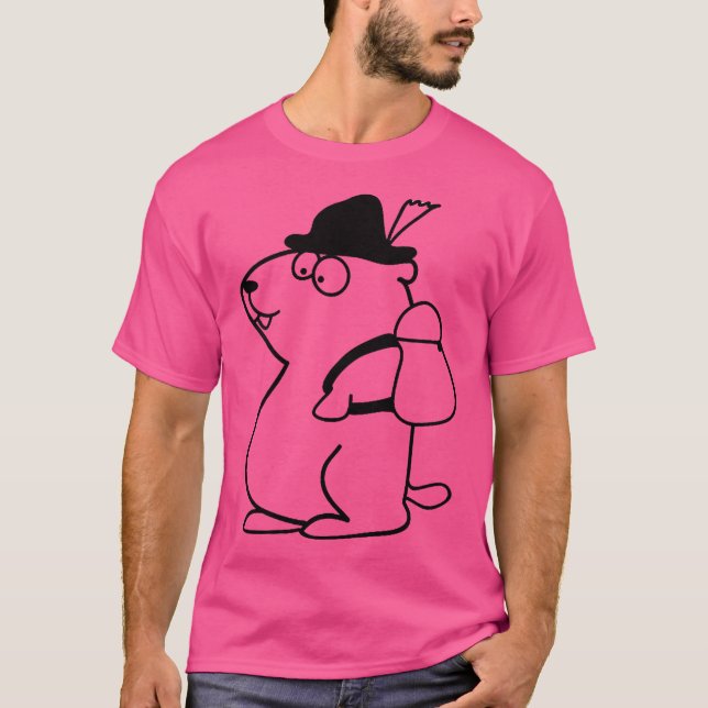 Witziges Wandermarmot mit Hut und Rucksack T-Shirt (Vorderseite)