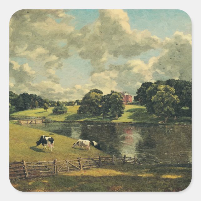 Wivenhoe Park von John Constable Quadratischer Aufkleber (Vorderseite)