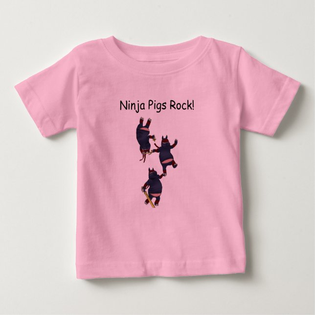 Wizard101 Ninja Pigs Rock Onesee Baby T-shirt (Vorderseite)