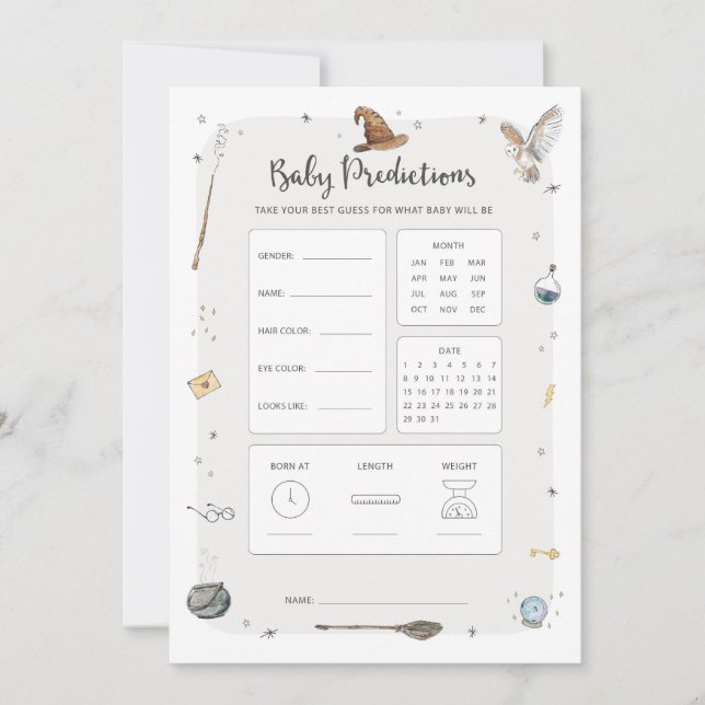 Wizard Baby Shooter Baby Predictive Game Einladung (Vorderseite)