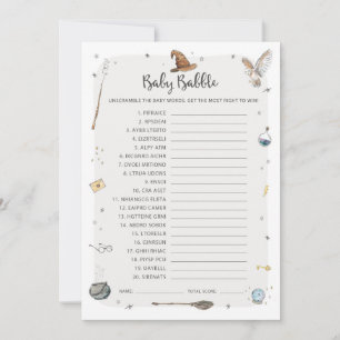 Wizard Baby Shower Baby Babble Word Scramble Game Einladung