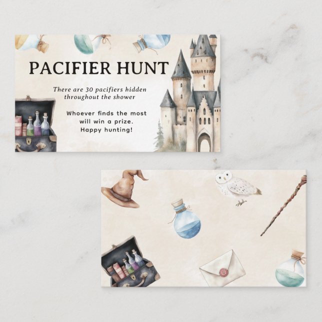 Wizard Baby Showroom Schnuller Jagd Spiel Begleitkarte (Vorne/Hinten)