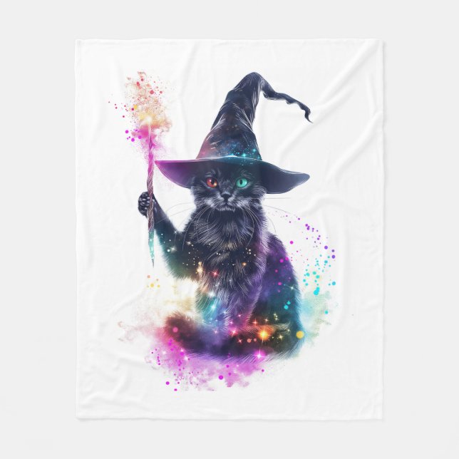 Wizard Cat Magic Fleecedecke (Vorderseite)