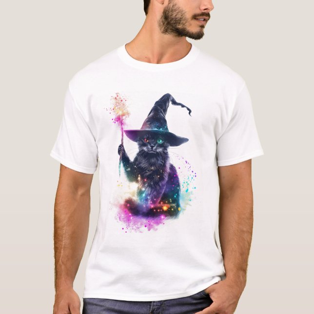 Wizard Cat Magic T-Shirt (Vorderseite)
