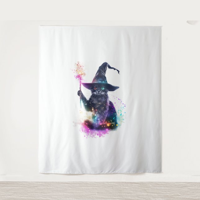 Wizard Cat Magic Wandteppich (Vorderseite)