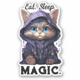 Wizard Cat Sticker - "Iss. Schlafen. Magie."