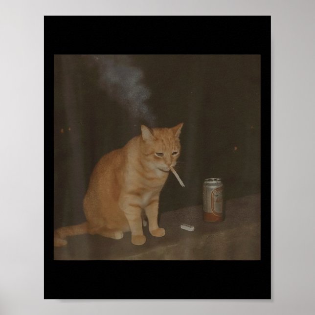 Wizard Cigarette Kitten Funny Smoking Cat Meme Bra Poster (Vorne)