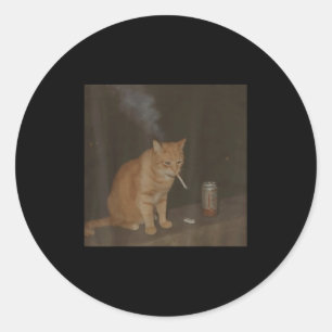 Wizard Cigarette Kitten Funny Smoking Cat Meme Bra Runder Aufkleber