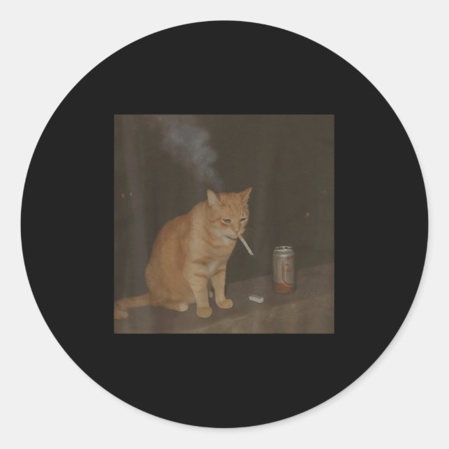 Wizard Cigarette Kitten Funny Smoking Cat Meme Bra Runder Aufkleber (Vorderseite)