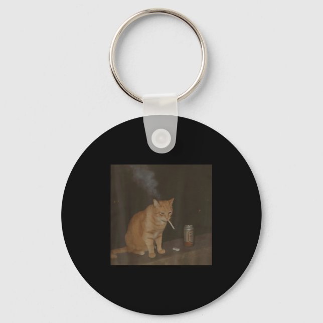 Wizard Cigarette Kitten Funny Smoking Cat Meme Bra Schlüsselanhänger (Vorderseite)