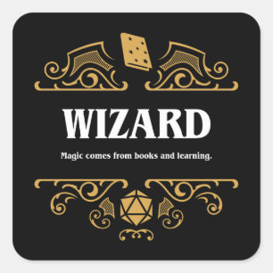 Wizard Class Tabletop RPG Gaming Quadratischer Aufkleber