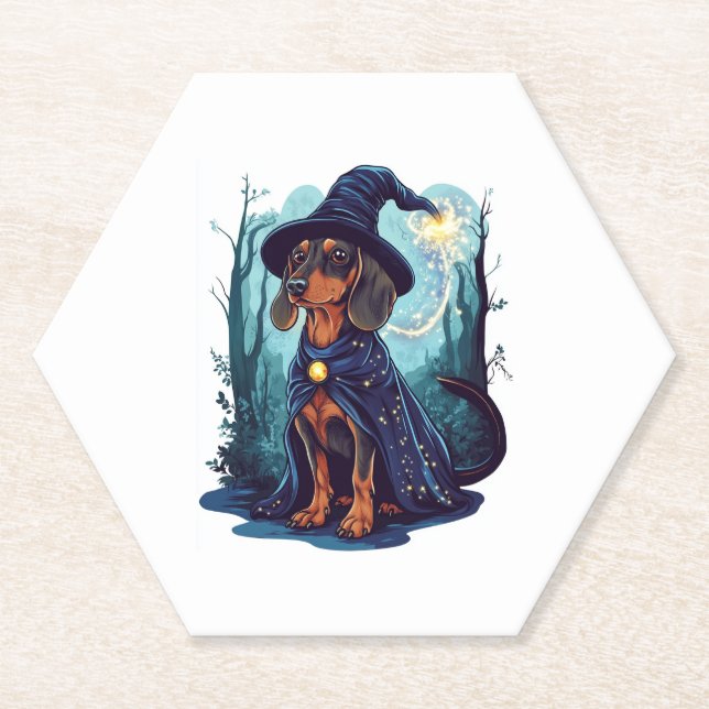 Wizard-Dackel � Magische Dackel Untersetzer (Vorderseite)