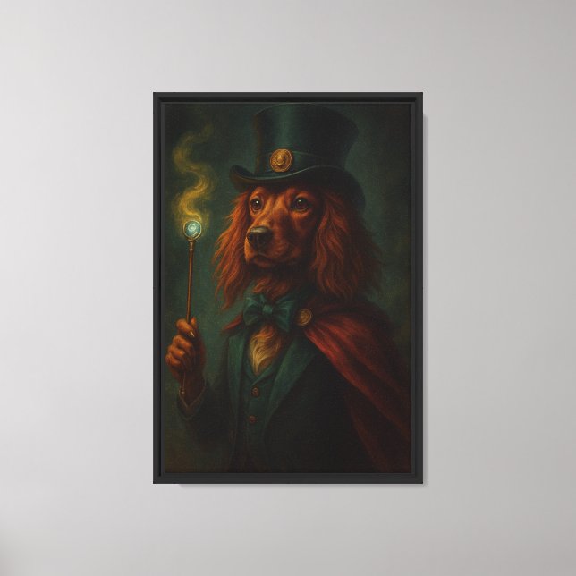 Wizard Dog in Hat Leinwand Art Print (Vorderseite)