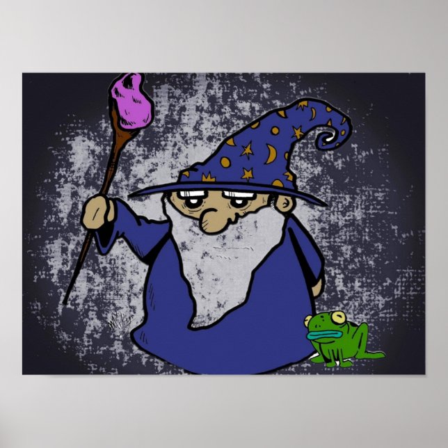 Wizard & Frog B&W Hintergrund Poster (Vorne)