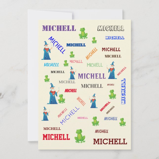 Wizard Frog Fairy Tale Word Cloud Name Collage Einladung (Vorderseite)