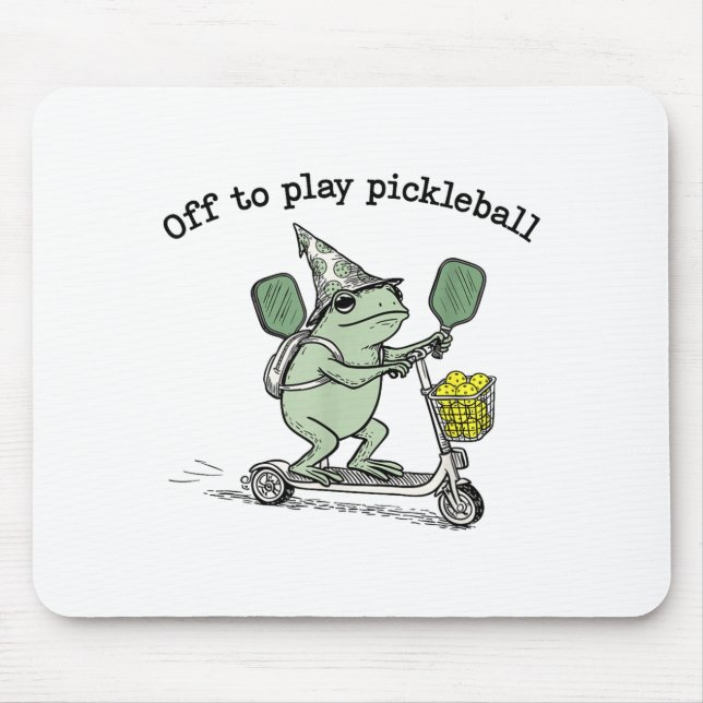Wizard Frog Hold Racket Scooter Ride Off To Play P Mousepad (Vorne)