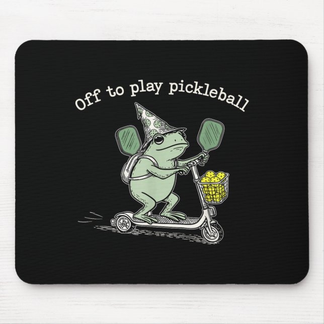 Wizard Frog Hold Racket Scooter Ride Off To Play P Mousepad (Vorne)