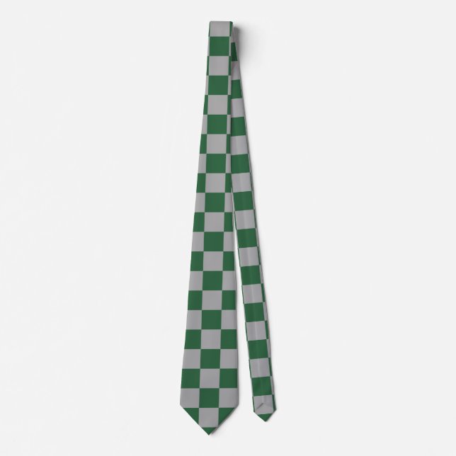 Wizard Green und Grau Checkered Krawatte (Vorderseite)