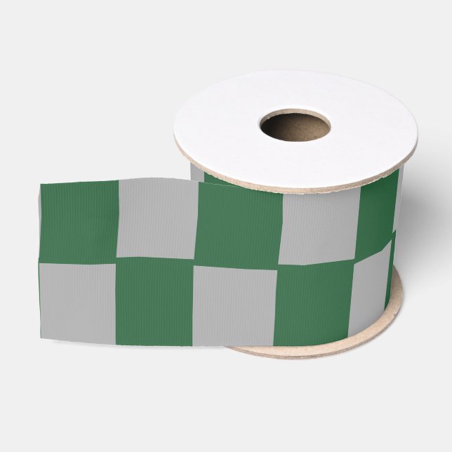 Wizard Green und Grau Checkered Ripsband (Spule)