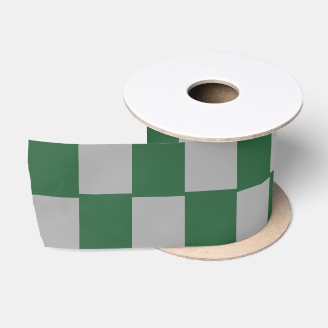 Wizard Green und Grau Checkered Satinband (Spule)