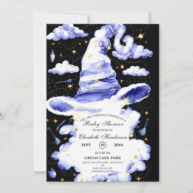 Wizard Hat Baby Shower Einladung (Vorderseite)