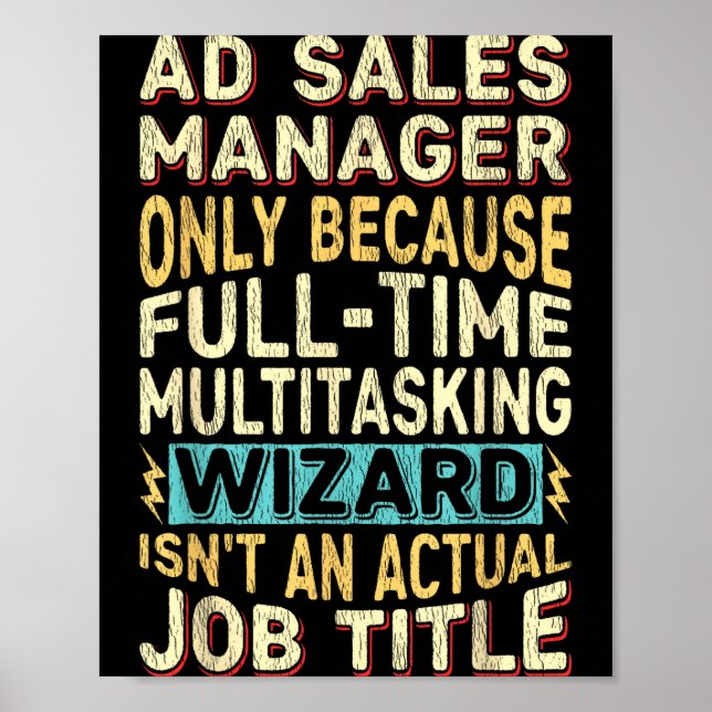 Wizard Job Title Quote - Funny Ad S Manager  Poster (Vorne)